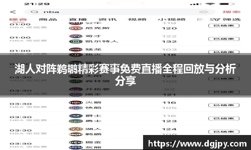 湖人对阵鹈鹕精彩赛事免费直播全程回放与分析分享